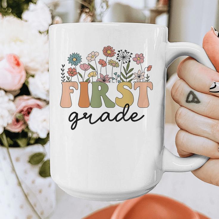 First Grade Teacher Wildflower Back To School Floral Outfits Graphic Print Coffee Mug, First Grade Teacher Gifts, funny design