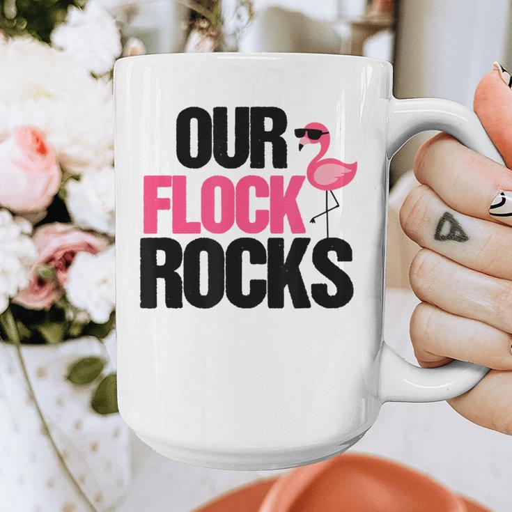 Our Flock Rocks Flamingo Mother's Day Teacher Graphic Print Coffee Mug, funny design