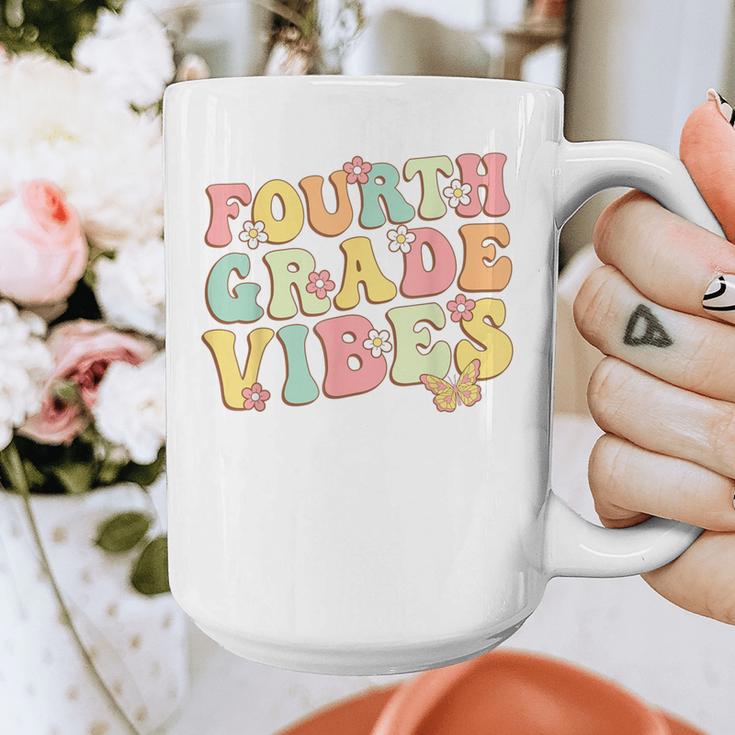 Fourth Grade Vibes Hello Team 4th Grade Teacher Kids Retro Graphic Print Coffee Mug, 4th Grade Teacher Gifts, funny design