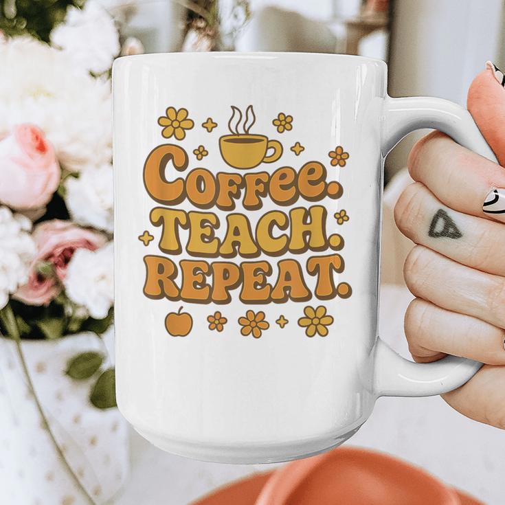 Groovy Coffee Teach Repeat Retro Teacher Graphic Print Coffee Mug, Groovy Teacher Gifts, funny design Groovy Coffee Teach Repeat Retro Teacher Graphic Print Coffee Mug, Groovy Teacher Gifts, funny design