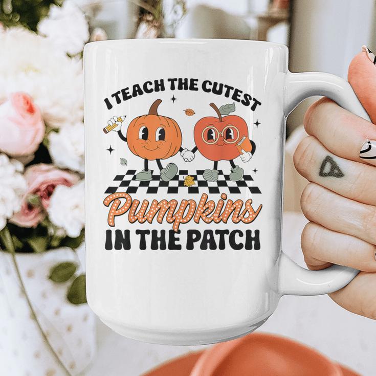 Groovy I Teach The Cutest Pumpkins In The Patch For Teacher Graphic Print Coffee Mug, Groovy Teacher Gifts, funny design