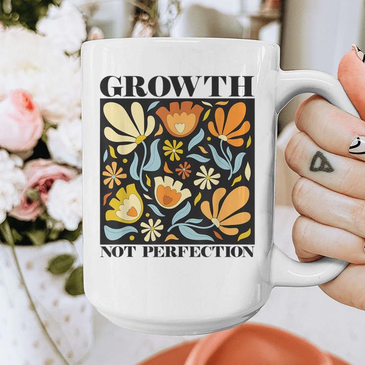 Growth Not Perfection Abstract Florals SPED Teacher Graphic Print Coffee Mug, funny design