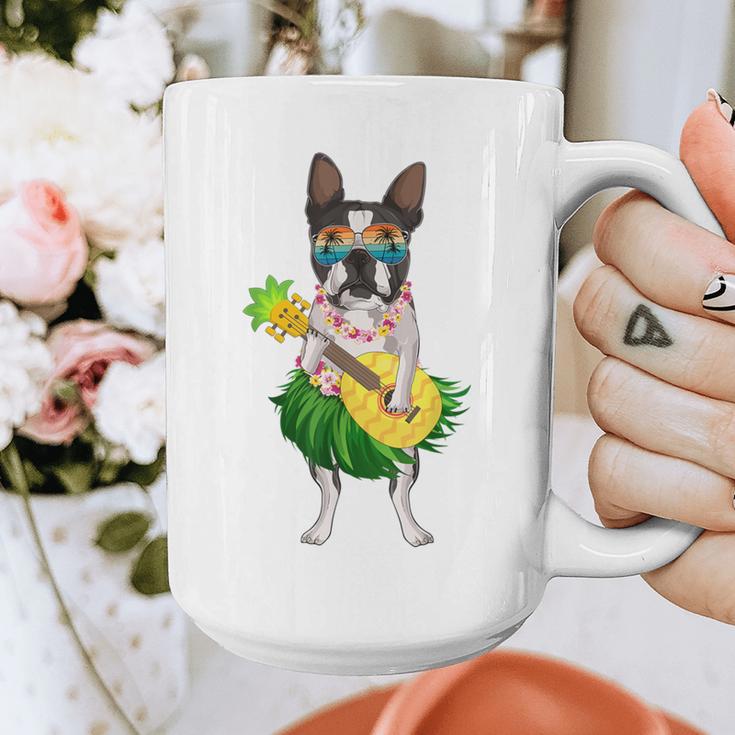 Hawaiian Boston Terrier Dog Pineapple Ukulele Summer For Men Women Girls Kids Graphic Print Coffee Mug, funny design