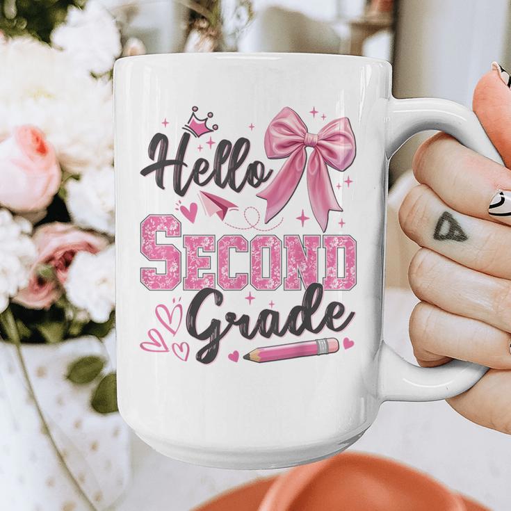Hello Second Grade First Day Of School Coquette Teacher Girl Graphic Print Coffee Mug, First Grade Teacher Gifts, funny design