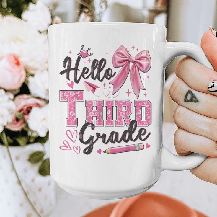 Hello Third Grade First Day Of School Coquette Teacher Girl Graphic Print Coffee Mug, First Grade Teacher Gifts, funny design Hello Third Grade First Day Of School Coquette Teacher Girl Graphic Print Coffee Mug, First Grade Teacher Gifts, funny design