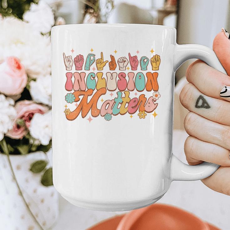 Inclusion Matters Groovy American Sign Language ASL Teacher For Men Women Graphic Print Coffee Mug, Groovy Teacher Gifts, funny design Inclusion Matters Groovy American Sign Language ASL Teacher For Men Women Graphic Print Coffee Mug, Groovy Teacher Gifts, funny design