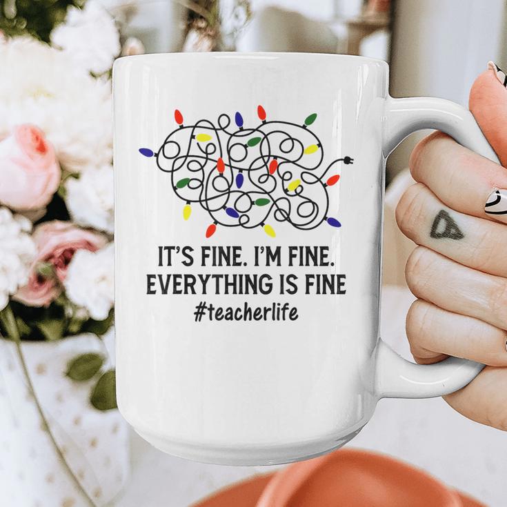 It's Fine I'm Fine Christmas Lights Teacher Xmas Graphic Print Coffee Mug, funny design It's Fine I'm Fine Christmas Lights Teacher Xmas Graphic Print Coffee Mug, funny design