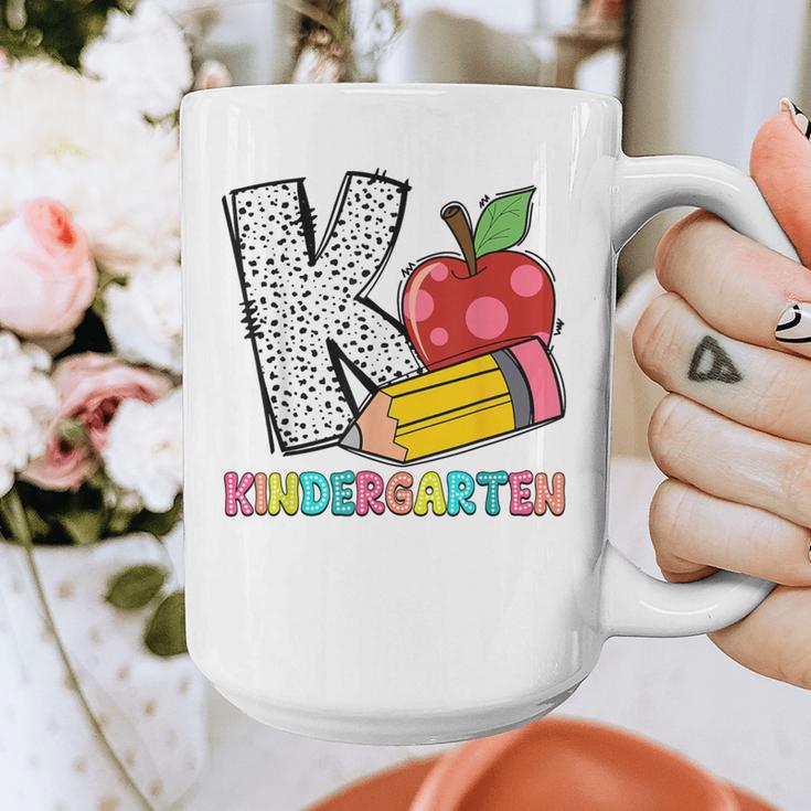 K Is For Kindergarten Teacher Pencil Apple Back To School Graphic Print Coffee Mug, funny design