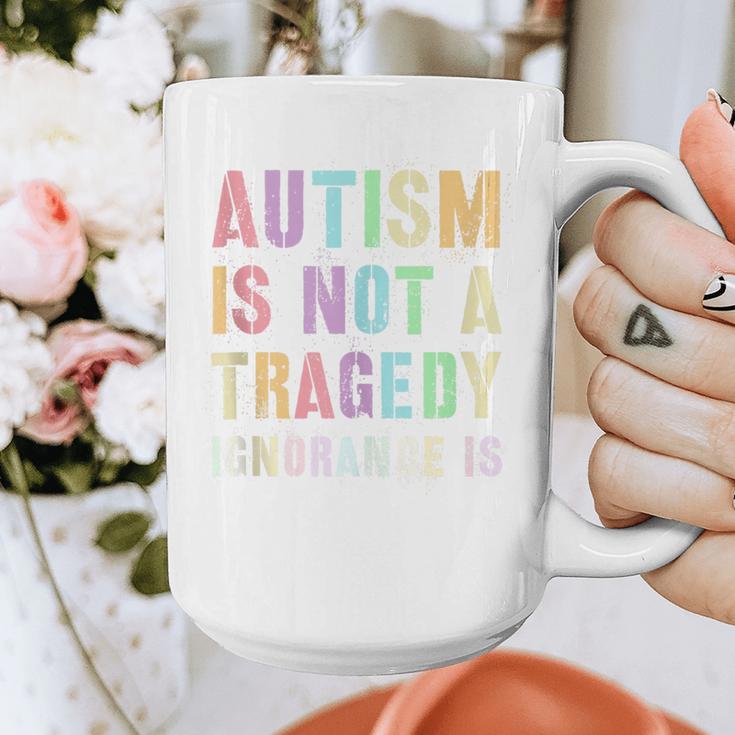 Kids AUTISM IS NOT A TRAGEDY IGNORANCE IS Proud Teacher Crew Graphic Print Coffee Mug, funny design Kids AUTISM IS NOT A TRAGEDY IGNORANCE IS Proud Teacher Crew Graphic Print Coffee Mug, funny design
