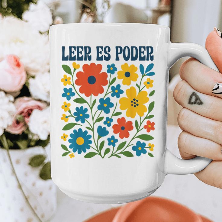 Leer Es Poder Cute Floral Boho Spanish Teacher Reading Graphic Print Coffee Mug, funny design Leer Es Poder Cute Floral Boho Spanish Teacher Reading Graphic Print Coffee Mug, funny design