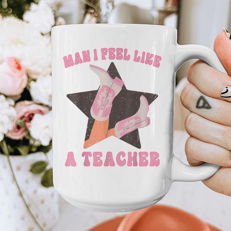 Man I Feel Like A Teacher Retro Western Country Cowgirl Graphic Print Coffee Mug, funny design Man I Feel Like A Teacher Retro Western Country Cowgirl Graphic Print Coffee Mug, funny design