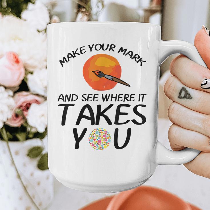 Make Mark Paintbrush International Dot Day Art Teacher Graphic Print Coffee Mug, funny design