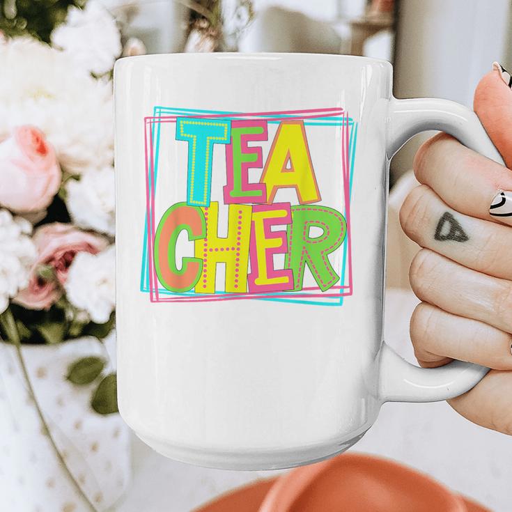 Neon Retro Teacher Cute Teacher Team New Teacher Back To Sch Graphic Print Coffee Mug, funny design Neon Retro Teacher Cute Teacher Team New Teacher Back To Sch Graphic Print Coffee Mug, funny design