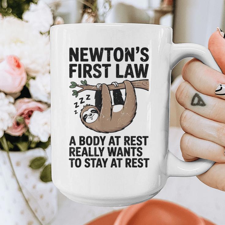 Newtons First Law Physics Jokes Science Teacher Graphic Print Coffee Mug, Science Teacher Gifts, funny design