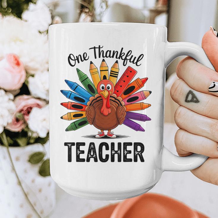 One Thankful Teacher Thanksgiving TurkeyCute Pencil Graphic Print Coffee Mug, funny design