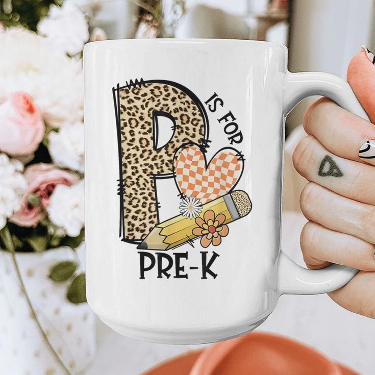 P Is For Pre K Teacher Leopard First Day Of School For Men Women Girls Kids Graphic Print Coffee Mug, funny design P Is For Pre K Teacher Leopard First Day Of School For Men Women Girls Kids Graphic Print Coffee Mug, funny design