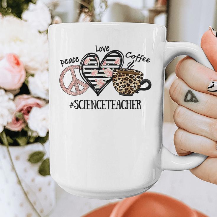 Peace Love Coffee Science Teacher Graphic Print Coffee Mug, Science Teacher Gifts, funny design