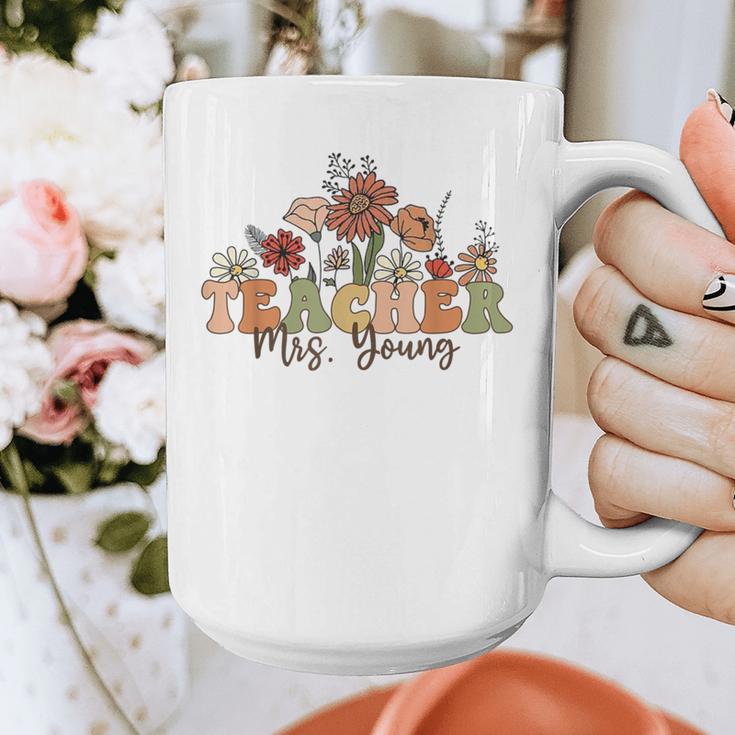 Personalized Name Teacher Mrs Young Back To School Custom Graphic Print Coffee Mug, funny design