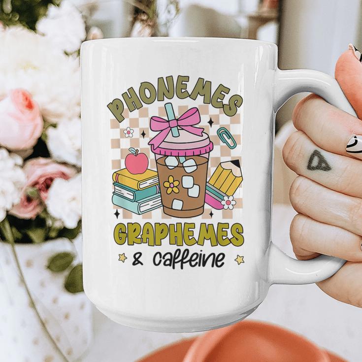 Phonemes Graphemes Caffeine Back To School Reading Teacher Graphic Print Coffee Mug, funny design Phonemes Graphemes Caffeine Back To School Reading Teacher Graphic Print Coffee Mug, funny design