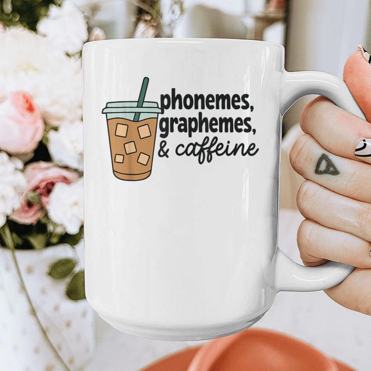 Phonemes Graphemes And Caffeine Coffee Teacher Appreciation Graphic Print Coffee Mug, funny design