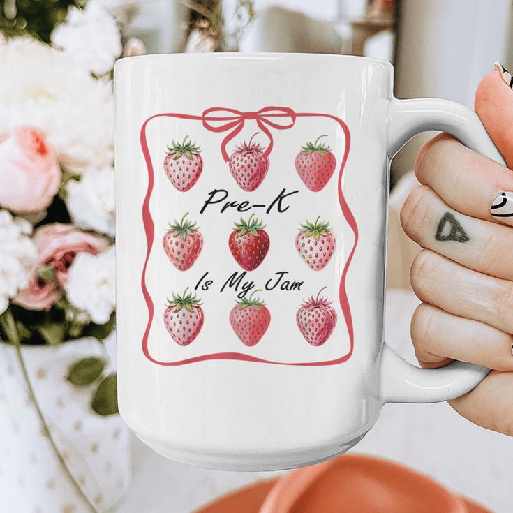 Pre K Is My Jam Teacher Team Crew Preschool Cute Strawberry Graphic Print Coffee Mug, funny design