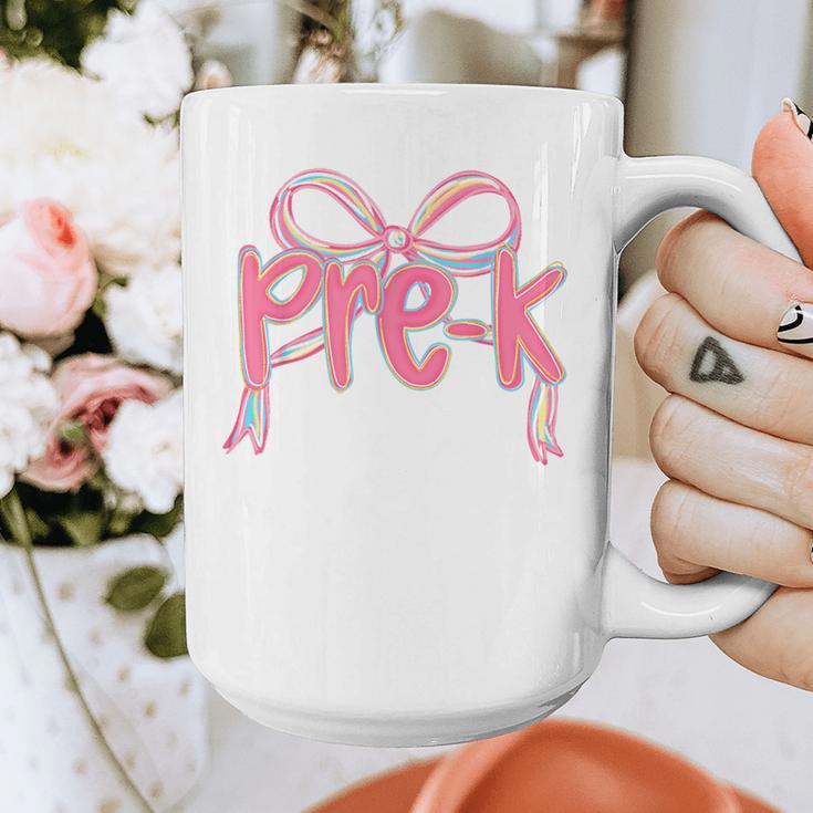 Preppy Pre k Back To School Pre-k Teachers Girls Cute Bow Graphic Print Coffee Mug, funny design Preppy Pre k Back To School Pre-k Teachers Girls Cute Bow Graphic Print Coffee Mug, funny design