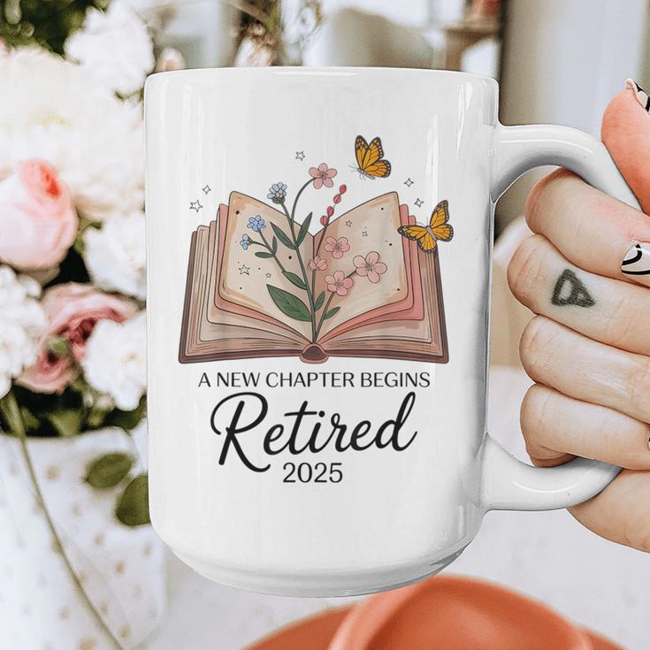 Retired 2025 A New Chapter Begins Retirement Teacher Book Graphic Print Coffee Mug, funny design Retired 2025 A New Chapter Begins Retirement Teacher Book Graphic Print Coffee Mug, funny design