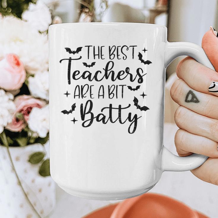 Retro The Best Teachers Are A Bit Batty Halloween Teacher Graphic Print Coffee Mug, funny design