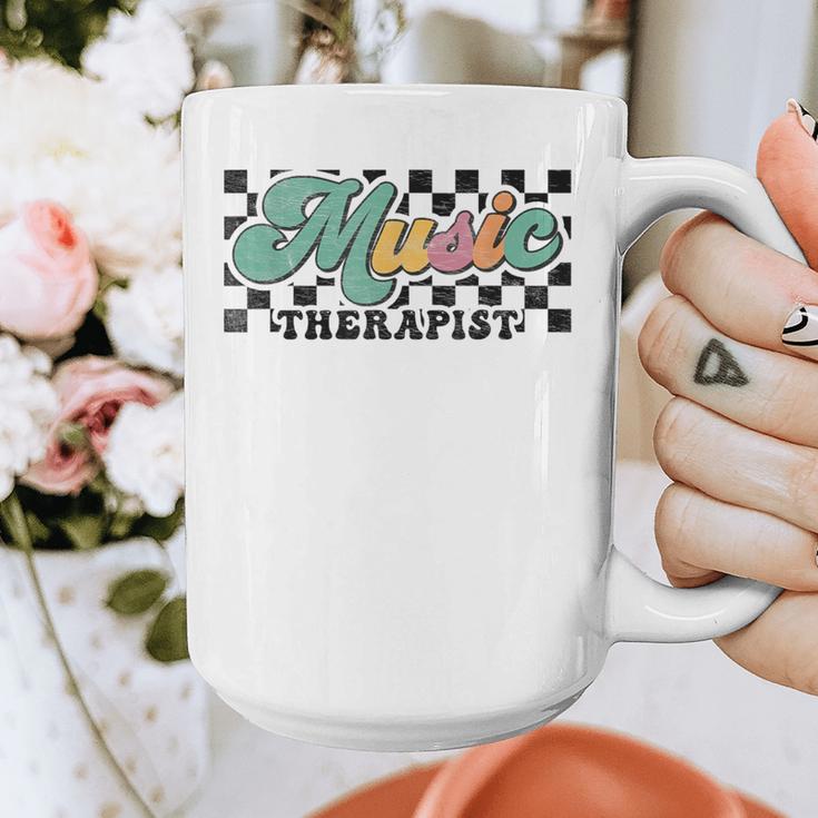 Retro Checkered Music Therapist Squad Music Therapy Teacher For Men Women Graphic Print Coffee Mug, funny design Retro Checkered Music Therapist Squad Music Therapy Teacher For Men Women Graphic Print Coffee Mug, funny design
