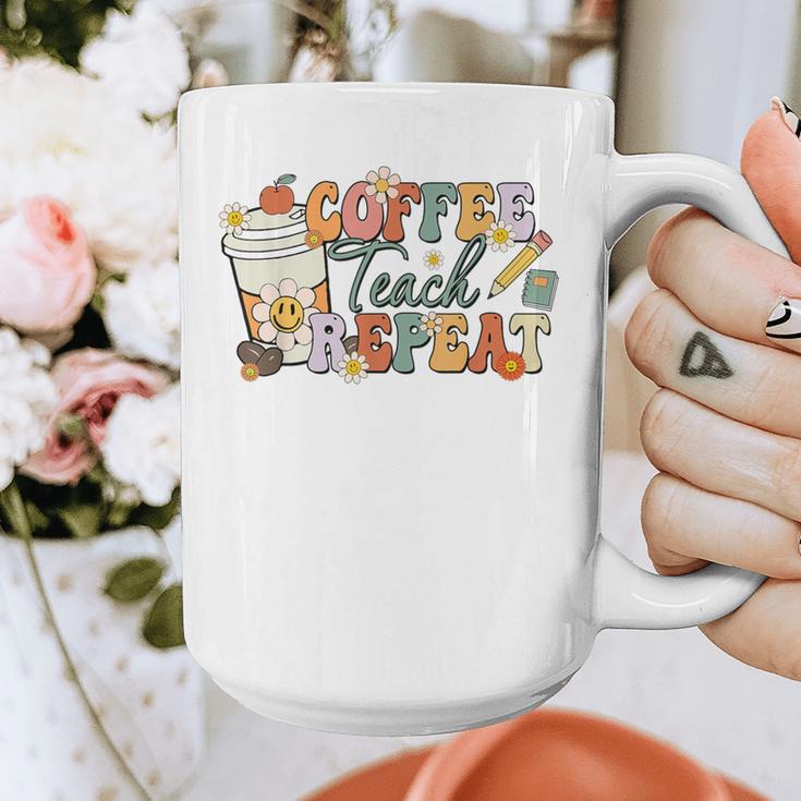 Retro Grovvy Coffee Teach Repeat Teacher Graphic Print Coffee Mug, funny design Retro Grovvy Coffee Teach Repeat Teacher Graphic Print Coffee Mug, funny design