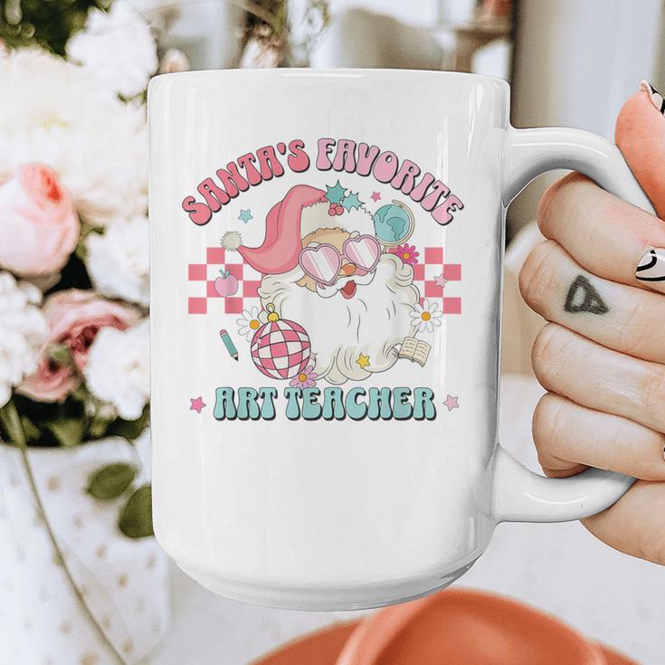 Retro Pink Christmas Santa's Favorite Art Teacher Artist Graphic Print Coffee Mug, funny design Retro Pink Christmas Santa's Favorite Art Teacher Artist Graphic Print Coffee Mug, funny design