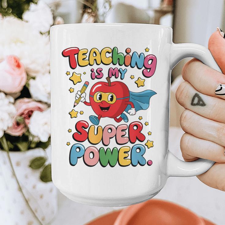 Retro Teaching Is My Superpower Apple Teacher Appreciation Graphic Print Coffee Mug, funny design Retro Teaching Is My Superpower Apple Teacher Appreciation Graphic Print Coffee Mug, funny design