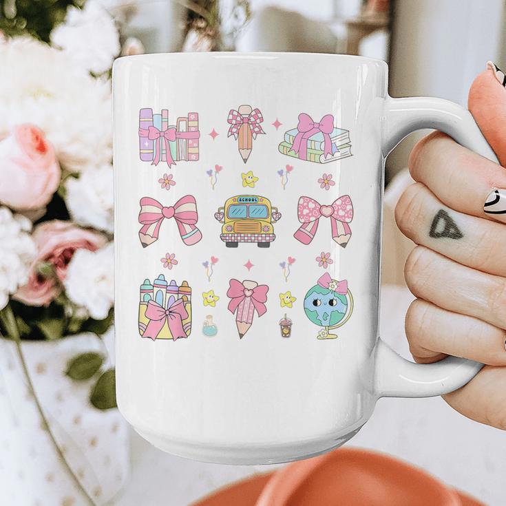 School Pencils And Bows Teacher Bow Coquette Pencil Girls Graphic Print Coffee Mug, funny design School Pencils And Bows Teacher Bow Coquette Pencil Girls Graphic Print Coffee Mug, funny design