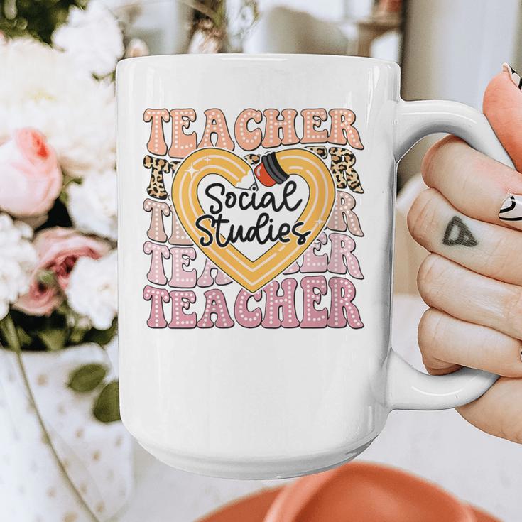 Social Studies Teacher Pencil Heart Leopard Back To School Graphic Print Coffee Mug, funny design Social Studies Teacher Pencil Heart Leopard Back To School Graphic Print Coffee Mug, funny design