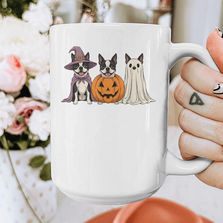 Spooky Ghost Boston Terrier Pumpkin Halloween Dog Lover Graphic Print Coffee Mug, Boston Terrier Ghost Gifts, Boston Terrier Halloween Gifts, funny design