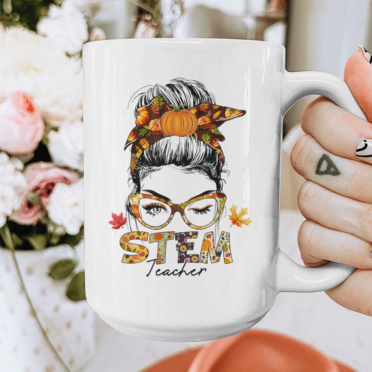 STEM Teacher Messy Bun Fall Vibes Autumn Thanksgiving Men Women Graphic Print Coffee Mug, funny design STEM Teacher Messy Bun Fall Vibes Autumn Thanksgiving Men Women Graphic Print Coffee Mug, funny design