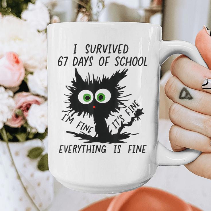 I Survived 67 Days Of School Teachers Students Humor Graphic Print Coffee Mug, funny design I Survived 67 Days Of School Teachers Students Humor Graphic Print Coffee Mug, funny design