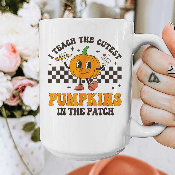 I Teach The Cutest Pumpkins In The Patch Groovy Teacher Fall Graphic Print Coffee Mug, Groovy Teacher Gifts, funny design