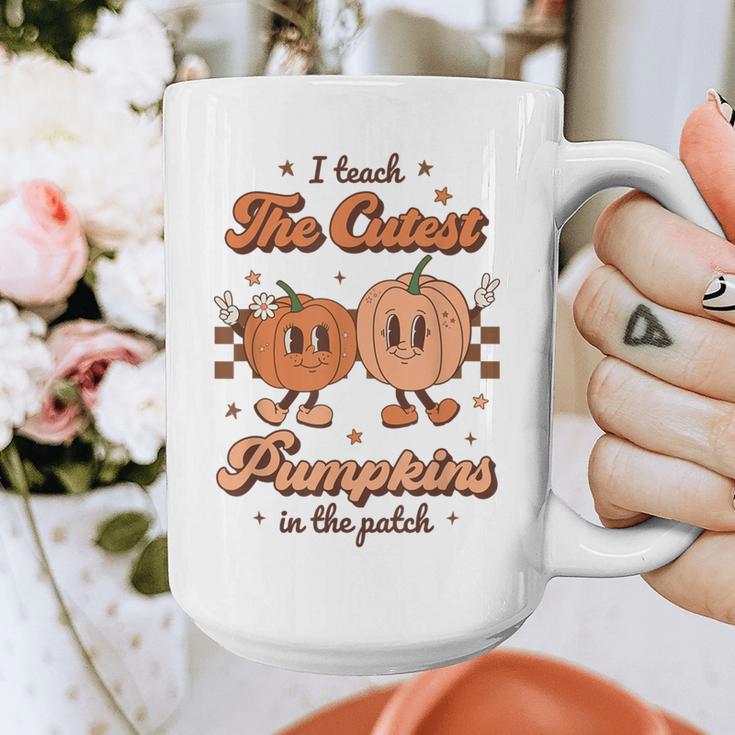 I Teach The Cutest Pumpkins In The Patch Retro Teacher Fall Graphic Print Coffee Mug, funny design