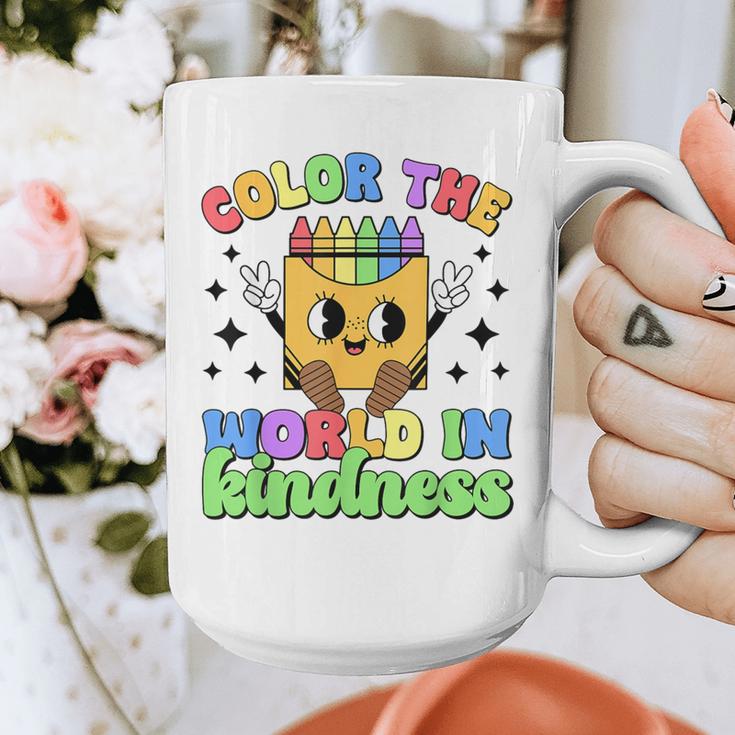 Teacher Back To School Color In Kindness Crayon Pencil Graphic Print Coffee Mug, funny design