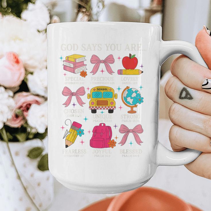 Teacher Christian God Says I Am Faith Religious Bible Verse Graphic Print Coffee Mug, funny design Teacher Christian God Says I Am Faith Religious Bible Verse Graphic Print Coffee Mug, funny design