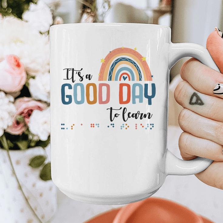 Teacher Of Visually Impaired Braille A Good Day To Learn Graphic Print Coffee Mug, funny design