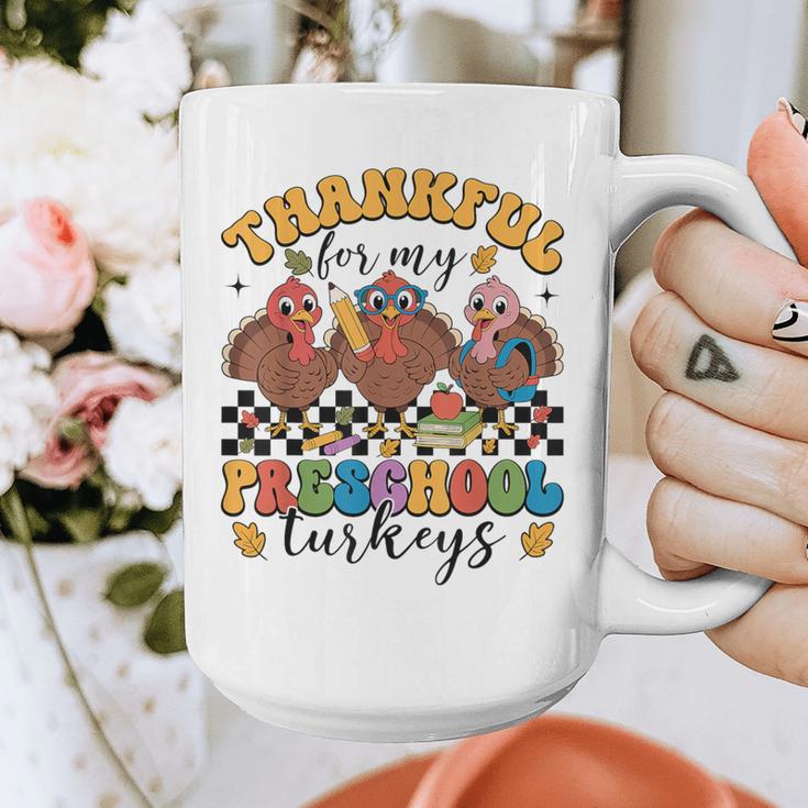Thankful For My Preschool Turkeys Thanksgiving Teacher Fall Graphic Print Coffee Mug, funny design Thankful For My Preschool Turkeys Thanksgiving Teacher Fall Graphic Print Coffee Mug, funny design