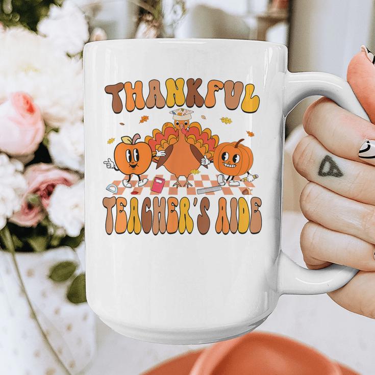 Thankful Teacher's Aide Thanksgiving Autumn Fall Women Men Graphic Print Coffee Mug, funny design