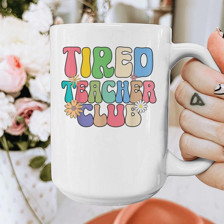 Tired Teachers Club Groovy Teachers Back To School Graphic Print Coffee Mug, funny design