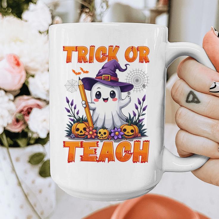 Trick Or Teach Teacher Halloween Ghost Pencil Floral Graphic Print Coffee Mug, funny design Trick Or Teach Teacher Halloween Ghost Pencil Floral Graphic Print Coffee Mug, funny design