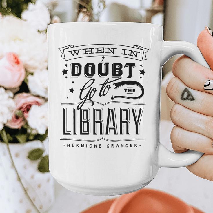 When In Doubt Go To The Library Teacher Vintage Book Lovers Graphic Print Coffee Mug, funny design When In Doubt Go To The Library Teacher Vintage Book Lovers Graphic Print Coffee Mug, funny design