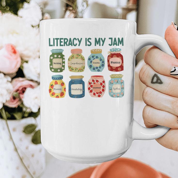 Women Literacy Is My Jam Literacy Teacher Reading Teacher Graphic Print Coffee Mug, funny design
