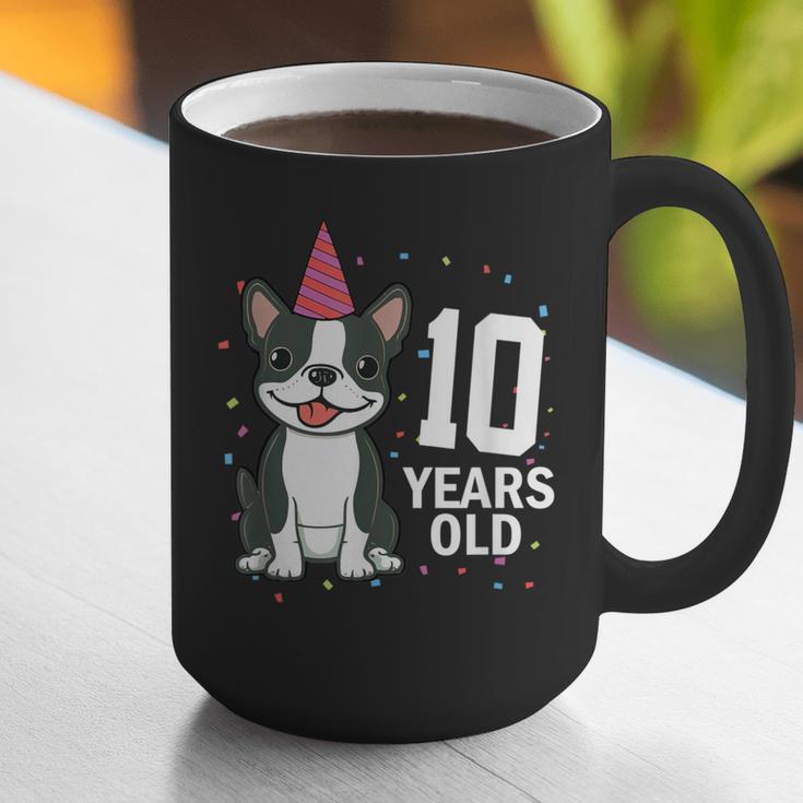 10 Years Old Birthday Boston Terrier Dog Lover 10th Party For Men Women Kids Graphic Print Coffee Mug, funny gift