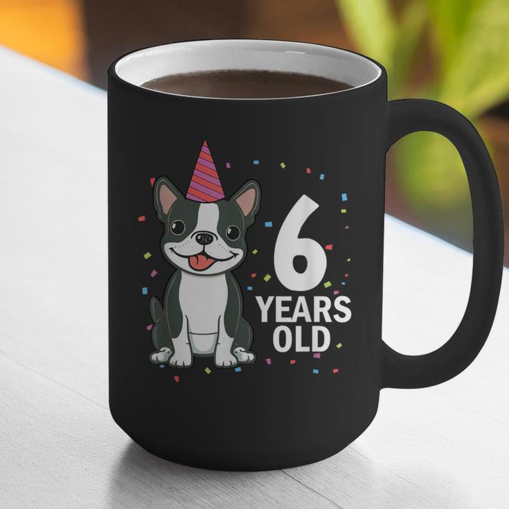 6 Years Old Birthday Boston Terrier Dog Lover 6th Party Kid Graphic Print Coffee Mug, funny gift